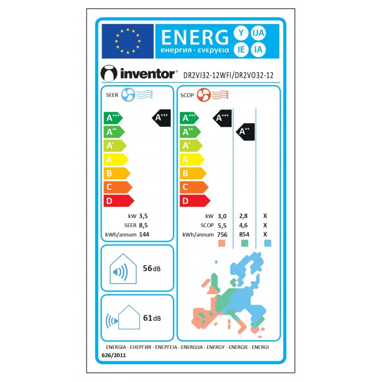 INVENTOR Dark - DR2VI32-12WF/DRVO32-12 με WIFI - 12000 BTU