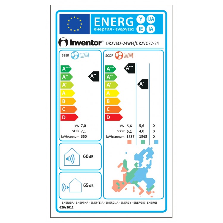 INVENTOR Dark - DR2VI32-24WF/DRVO32-24 με WIFI - 24000 BTU