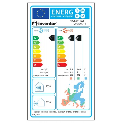 INVENTOR KING PLUS - K2VI32-12WFI / K2VO32-12, Α+++, με WI-FI & Τεχνολογία Νανοσωματιδίων Αργύρου - 12000 BTU