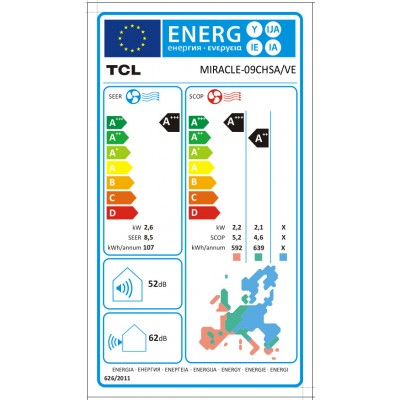 TCL MIRACLE II - 09CHSA/VEI με WIFI - WHITE, 9000 BTU TCL MIRACLE II - 09CHSA/VEI με WIFI - WHITE, 9000 BTU
